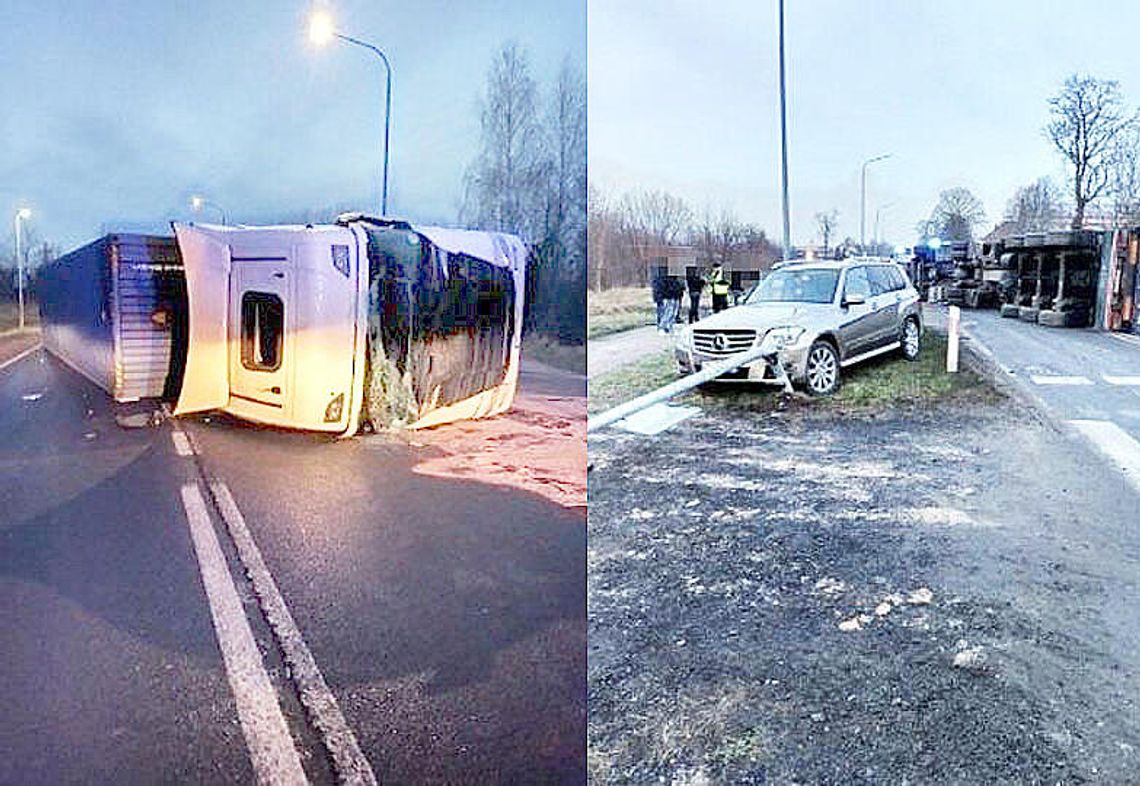 Sławno: chwila nieuwagi i TIR leży