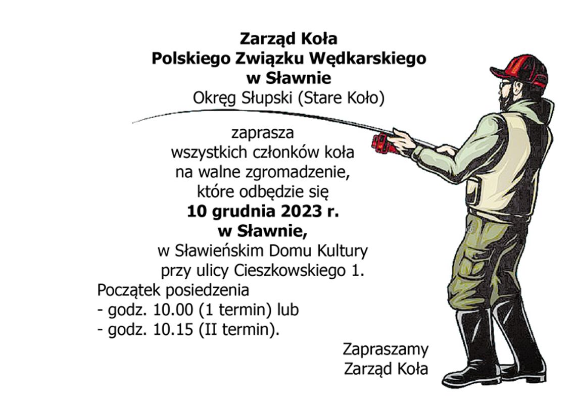 Sławno. Wędkarze zapraszają na Walne Zgromadzenie