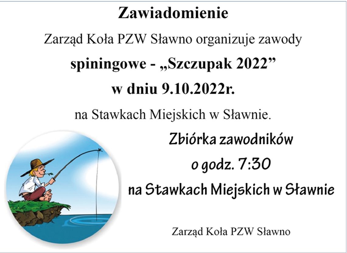 Sławno: Zawody wędkarskie "Szczupak 2022"