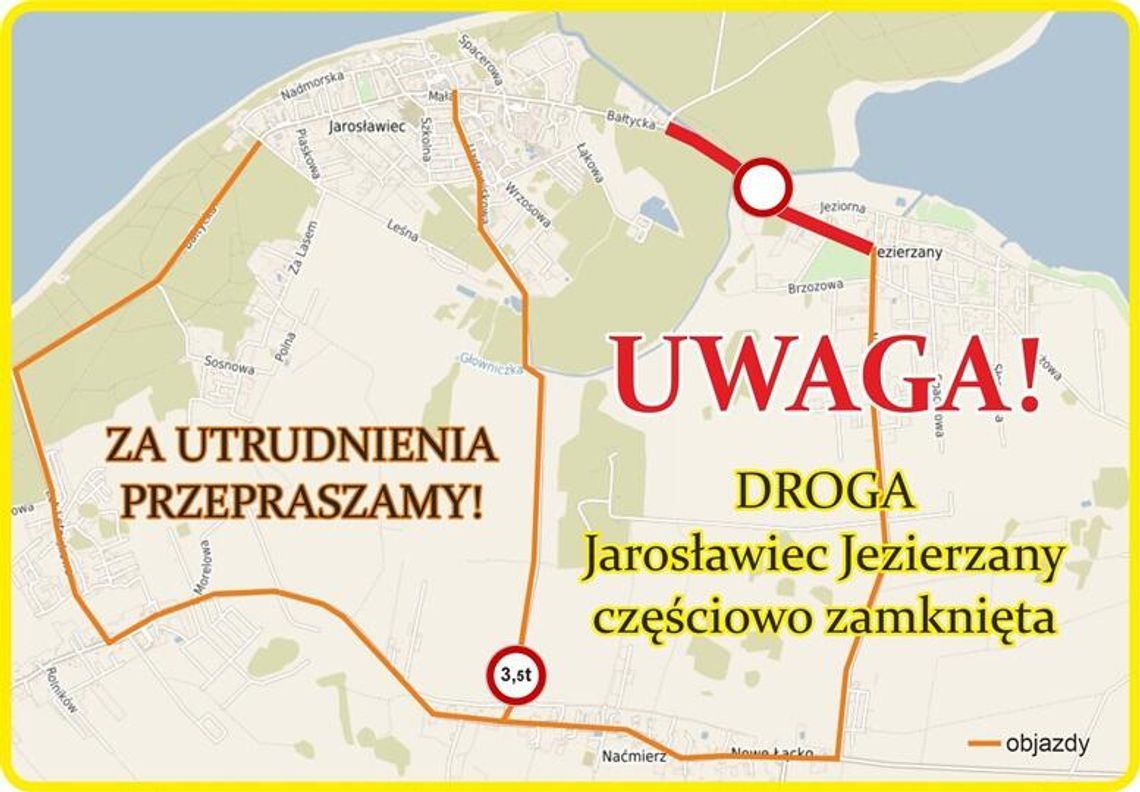 Utrudnienia na drodze Jezierzany–Jarosławiec