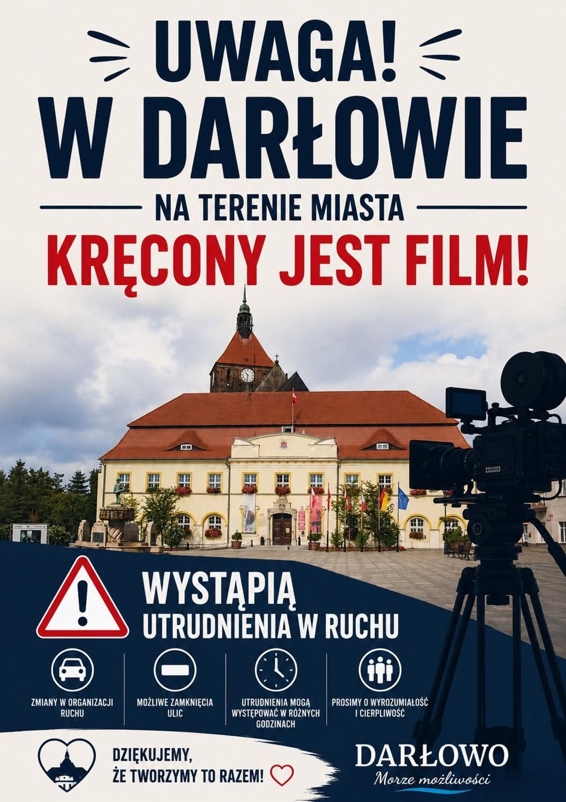 Utrudnienia w ruchu w Darłowie. Trwają zdjęcia do nowego serialu – sprawdź harmonogram zmian Utrudnienia w ruchu w Darłowie. Trwają zdjęcia do nowego serialu – sprawdź harmonogram zmian