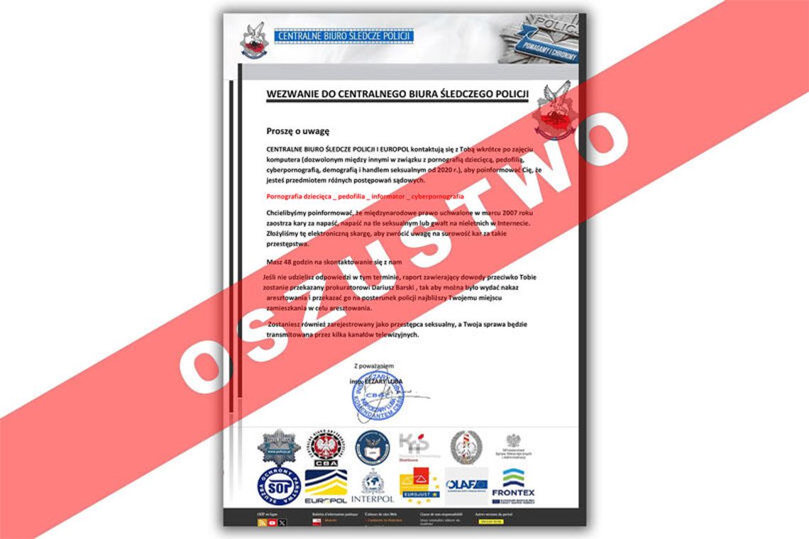 Uwaga: Przestępcy  podszywają się pod policjantów CBŚP