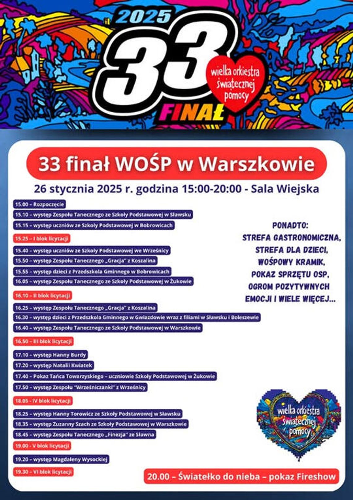 Warszkowo: Program 33. Finału WOŚP