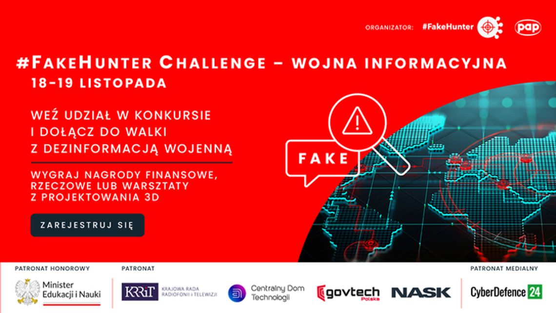 Wygraj nagrody w konkursie PAP „#FakeHunter Challenge – Wojna informacyjna”