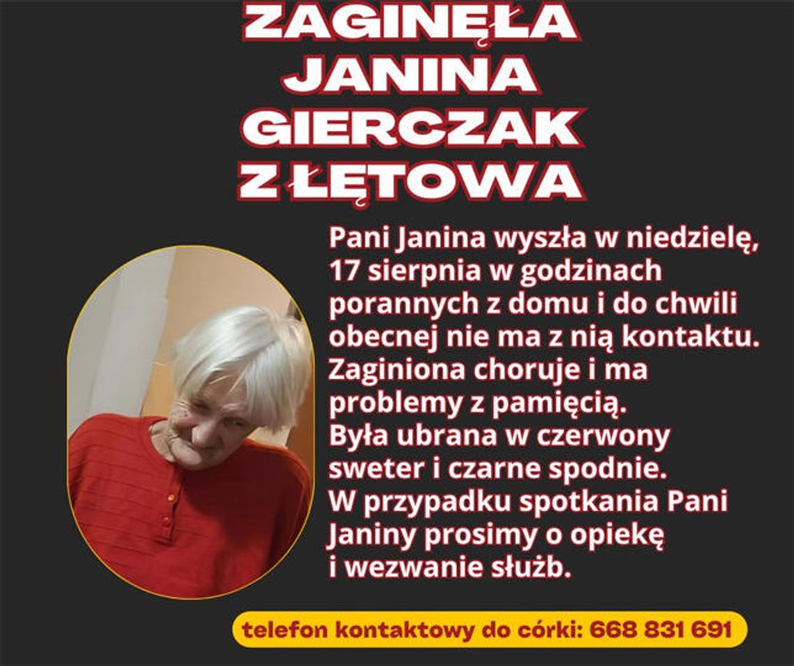 Zaginęła mieszkanka Łętowa!