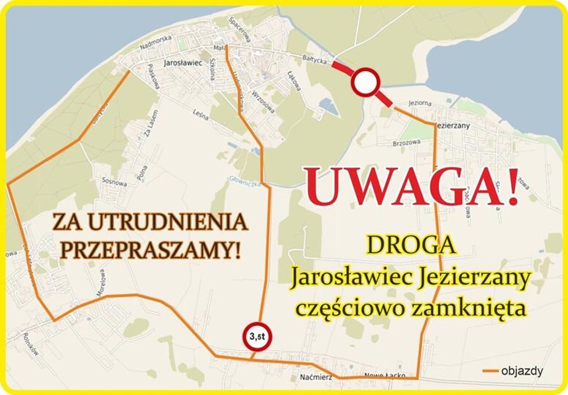 Zamknięcie drogi Jezierzany-Jarosławiec