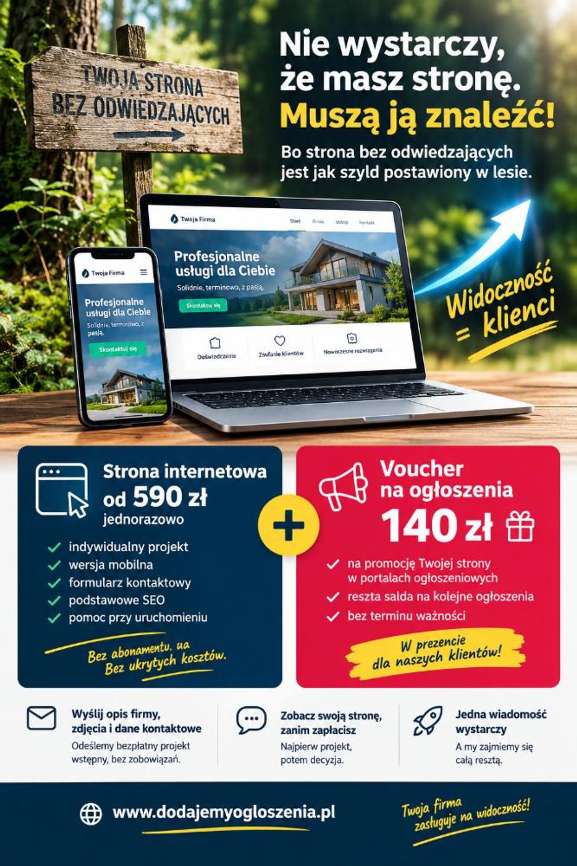 Nowa strona firmowa plus budżet na jej rozreklamowanie PLUS voucher 140 zł Nowa strona firmowa plus budżet na jej rozreklamowanie PLUS voucher 140 zł