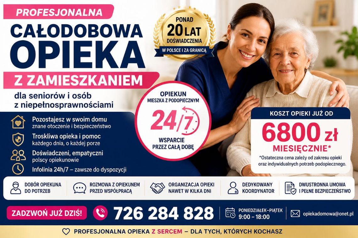 Profesjonalna całodobowa opieka z zamieszkaniem dla seniorów - organizacja w kilka dni