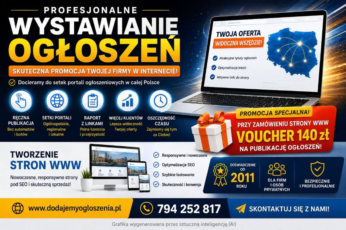 Wystawianie ogłoszeń reklamowych na setkach portali + Tanie strony WWW Wystawianie ogłoszeń reklamowych na setkach portali + Tanie strony WWW