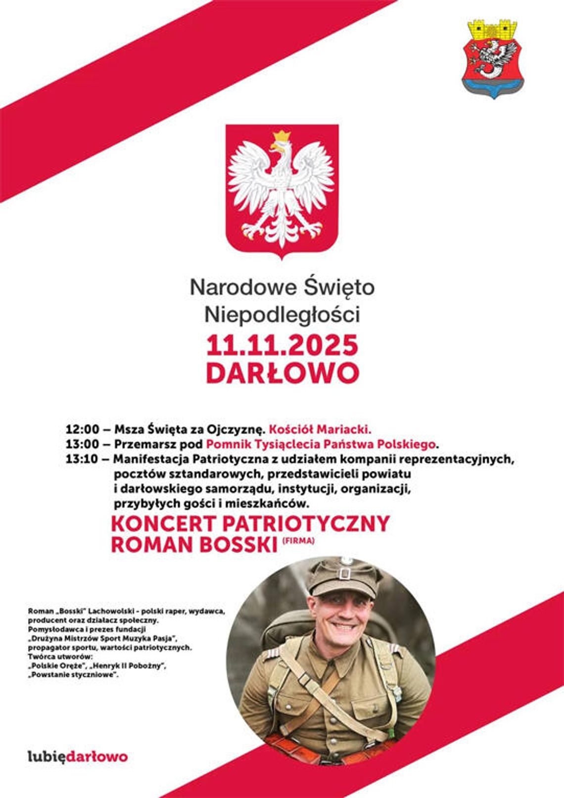 Darłowo: Już jutro 11 listopada zapraszamy na obchody Święta 🇵🇱 Niepodległości