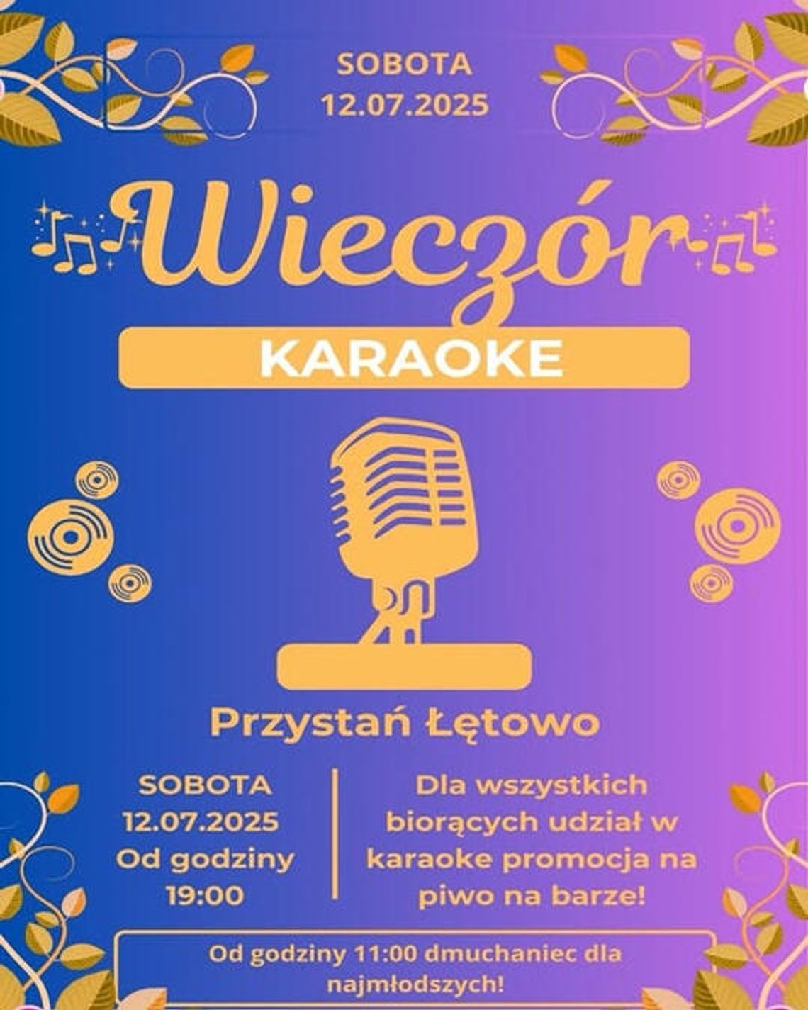 Łętowo: „Wieczór Karaoke & Atrakcje dla całej rodziny” Łętowo: „Wieczór Karaoke & Atrakcje dla całej rodziny”