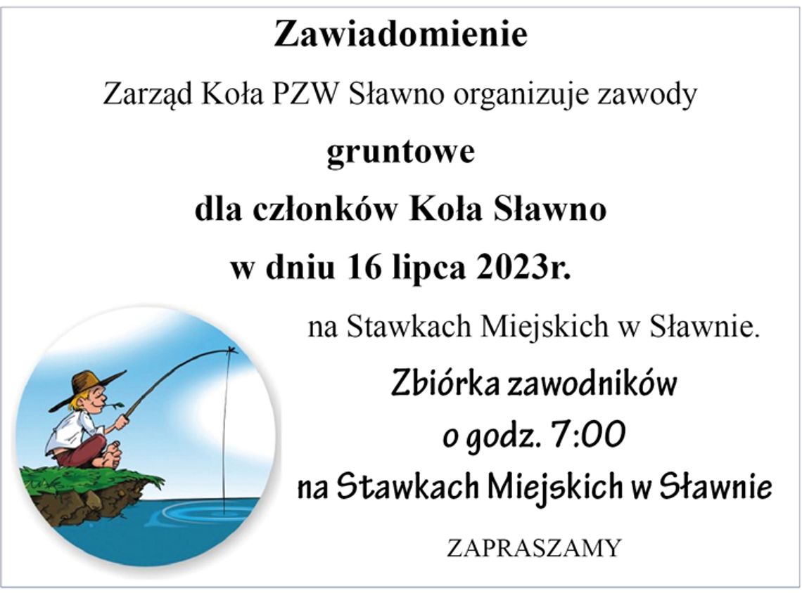 Sławno: Zawody wędkarskie dla członków PZW Koła Sławno